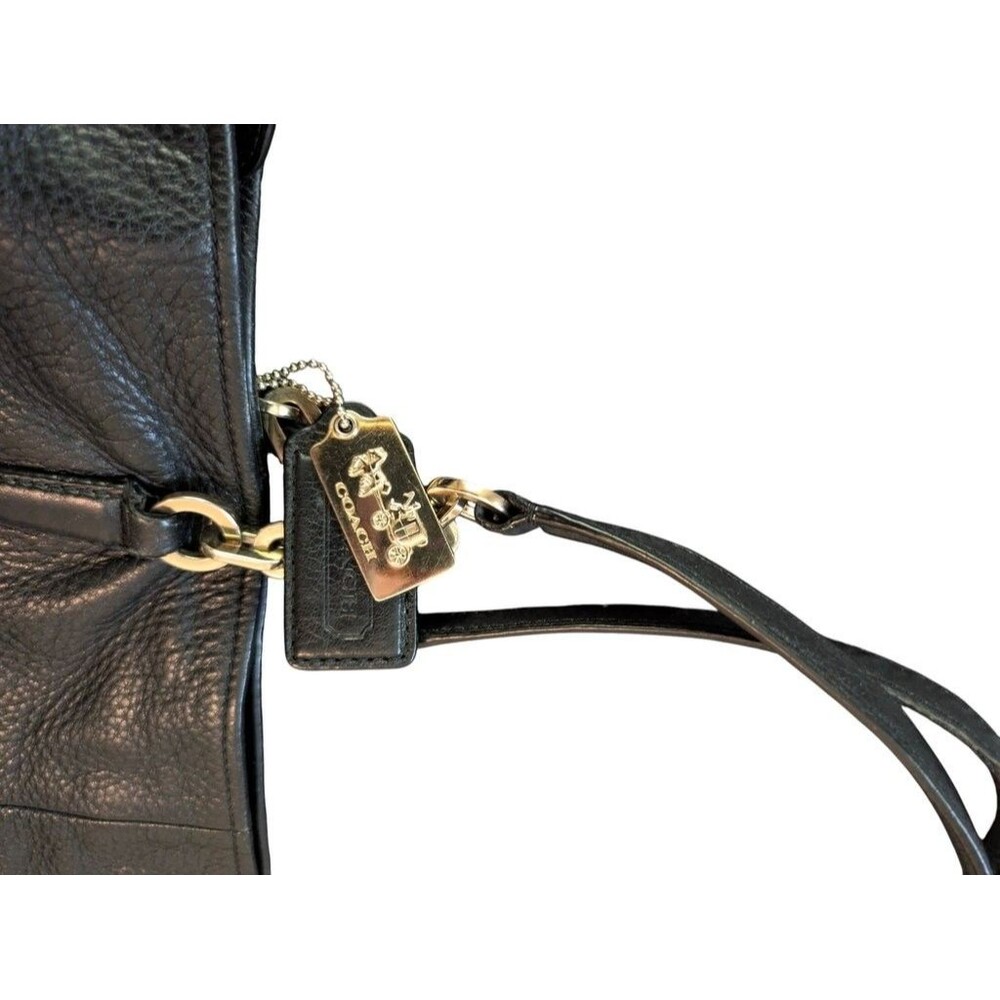 Coach Black Pebbled Leather Tote Bag with Gold Hardware - Picture 5 of 7